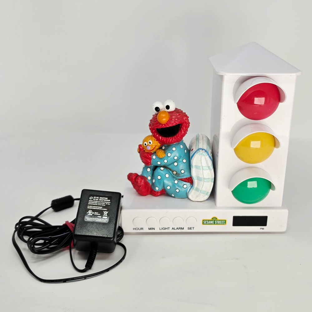 Sesame Street Elmo Stoplight Alarm Clock Kids Sleep Trainer Lights Sound WORKS